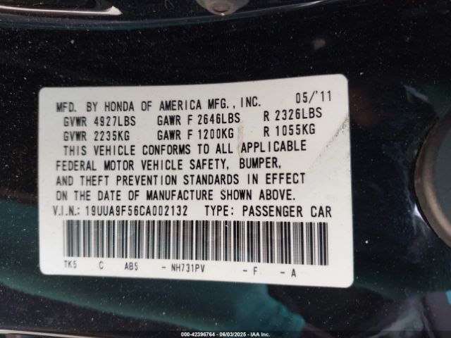 2012 ACURA TL 19UUA9F56CA002132 Photo 8