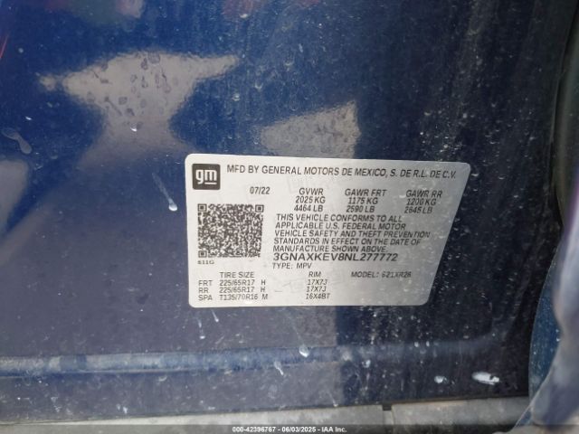 2022 CHEVROLET EQUINOX 3GNAXKEV8NL277772 Photo 8