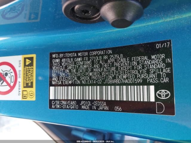 JTDBVRBD7HA001599 Toyota 4jm
