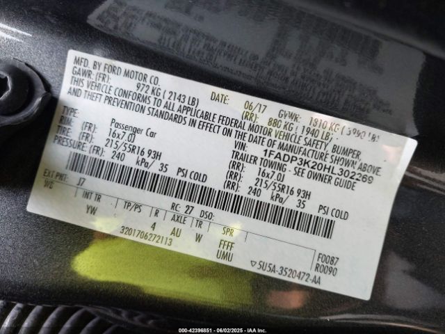 2017 FORD FOCUS 1FADP3K20HL302269 Photo 8