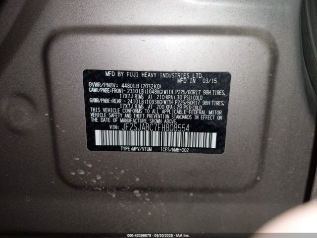 2015 SUBARU FORESTER JF2SJABC7FH808554 Photo 8