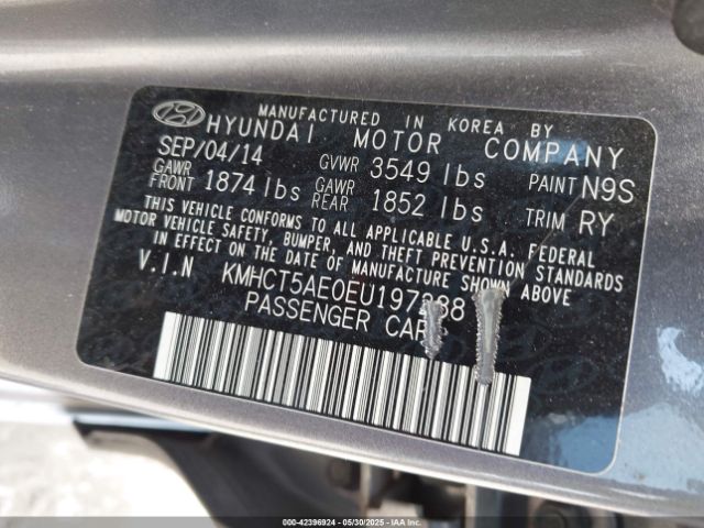 KMHCT5AE0EU197288 Hyundai ACCENT GS