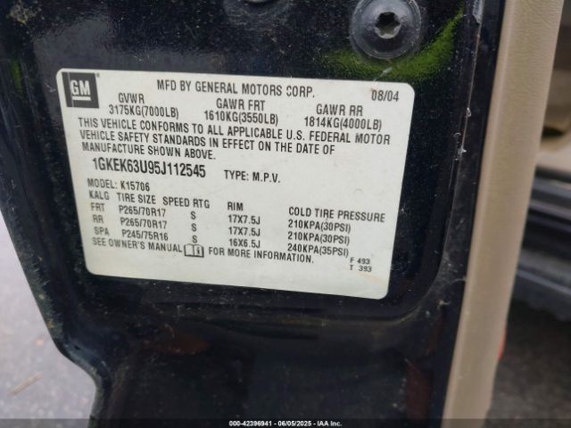 2005 GMC YUKON 1GKEK63U95J112545 Photo 8