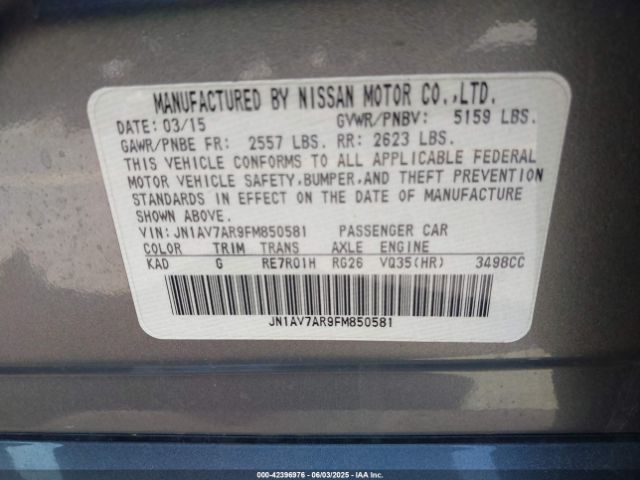 2015 INFINITI Q50 HYBRID JN1AV7AR9FM850581 Photo 8