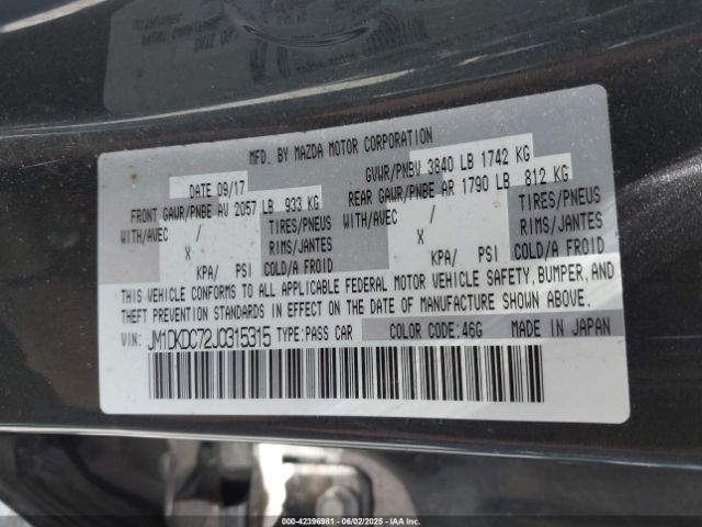 JM1DKDC72J0315315 Mazda pe