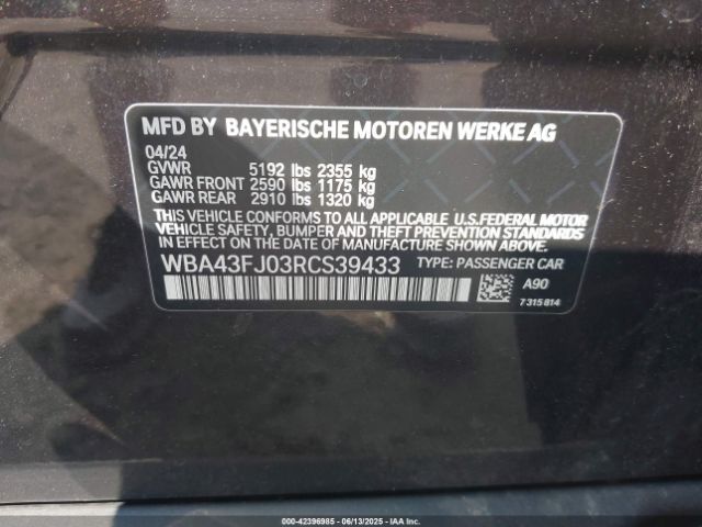 WBA43FJ03RCS39433 BMW 530I
