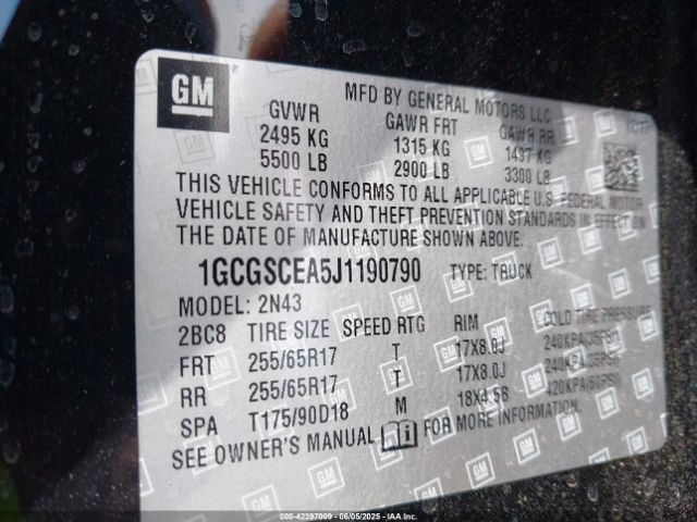 1GCGSCEA5J1190790 Chevrolet Colorado Lt