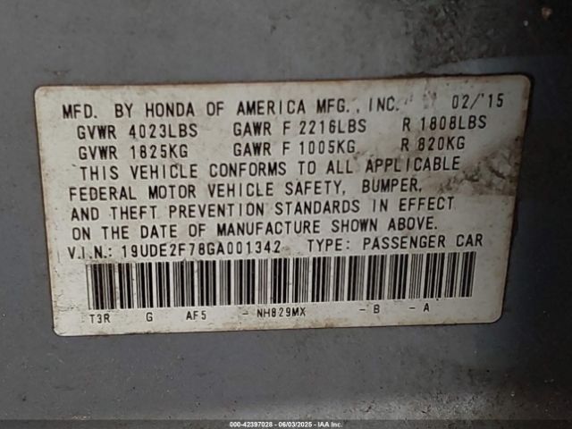 2016 ACURA ILX 19UDE2F78GA001342 Photo 8