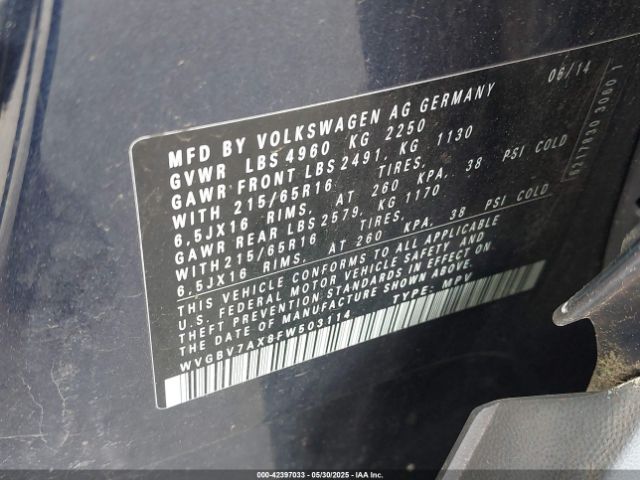 WVGBV7AX8FW503114 Volkswagen TIGUAN S