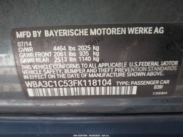 WBA3C1C53FK118104 BMW 328I