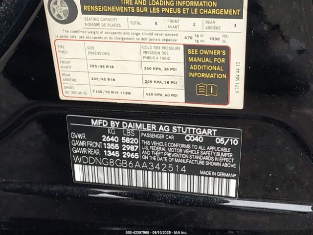 2010 MERCEDES-BENZ S 550 WDDNG8GB6AA342514 Photo 8