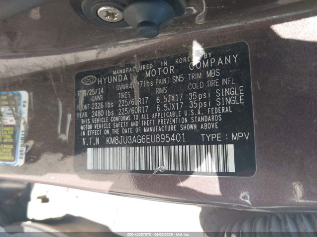 KM8JU3AG6EU895401 Hyundai gdi theta ii