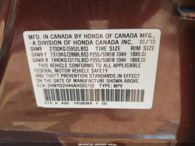 2010 ACURA MDX 2HNYD2H44AH505752 Photo 8