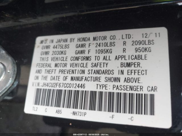 2012 ACURA TSX JH4CU2F67CC012446 Photo 8