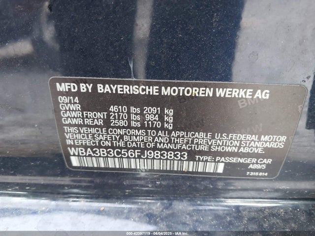 BMW 328I 2015 WBA3B3C56FJ983833 Image 9