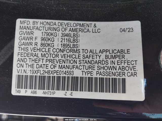 19XFL2H8XPE014593 Honda k20c2