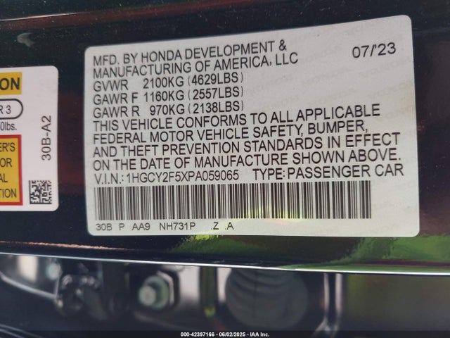 1HGCY2F5XPA059065 Honda lfc5
