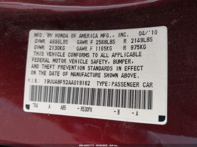 2010 ACURA TL 19UUA8F52AA019162 Photo 8