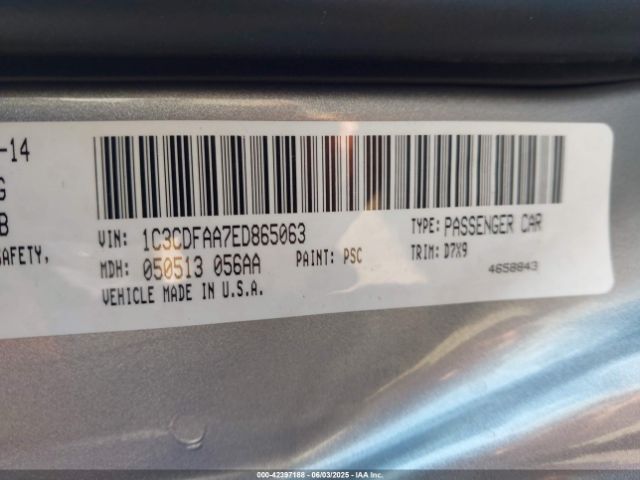 1C3CDFAA7ED865063 Dodge Dart