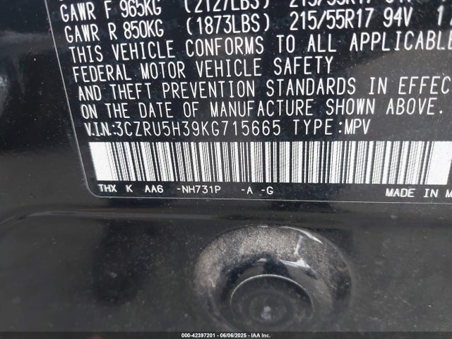 3CZRU5H39KG715665 Honda r18z9