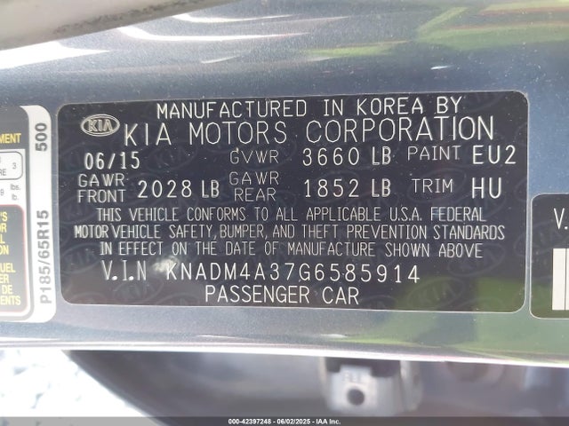 KIA gamma 2016 KNADM4A37G6585914 Image 9