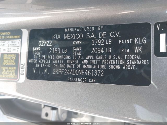 2022 KIA FORTE 3KPF24AD0NE461372 Photo 8