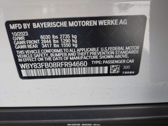 2024 BMW I4 WBY83FB08RFR94660 Photo 8
