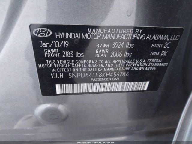 2019 HYUNDAI ELANTRA 5NPD84LF8KH456786 Photo 8