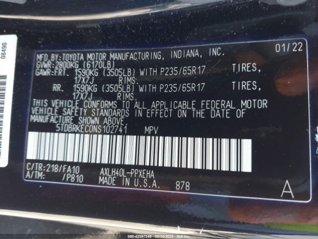5TDBRKEC0NS102741 Toyota a25a-fxs, 5nm