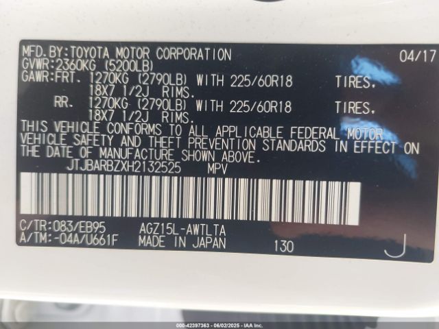 JTJBARBZXH2132525 Lexus Nx 200t F Sport