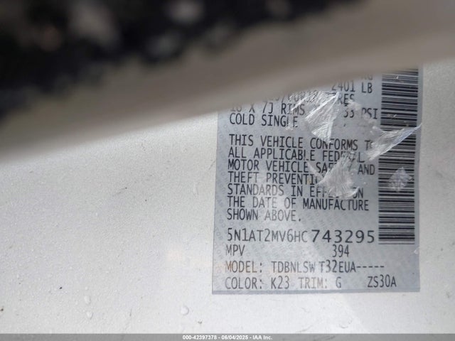 5N1AT2MV6HC743295 Nissan 2017