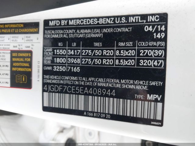 4JGDF7CE5EA408944 Mercedes-Benz Gl 450 4matic