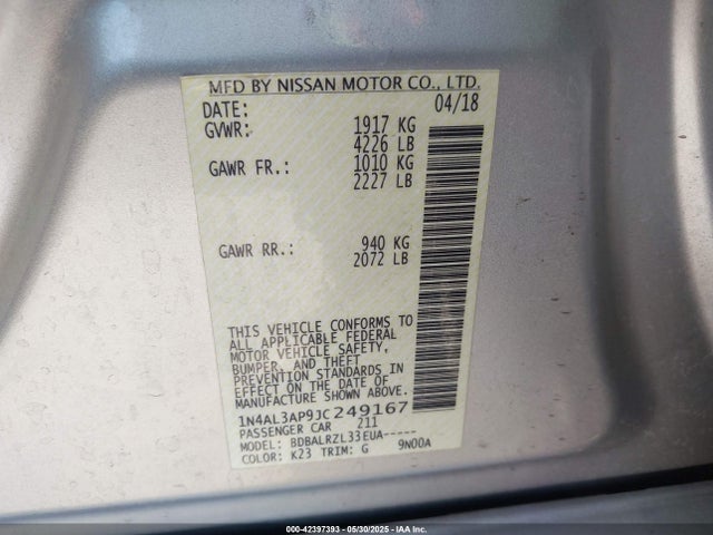 1N4AL3AP9JC249167 Nissan 2018