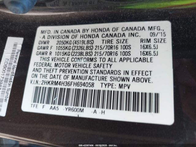 2HKRM4H36FH694058 Honda CR-V LX