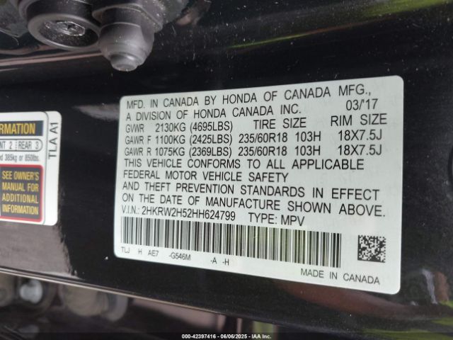 2017 HONDA CR-V 2HKRW2H52HH624799 Photo 8