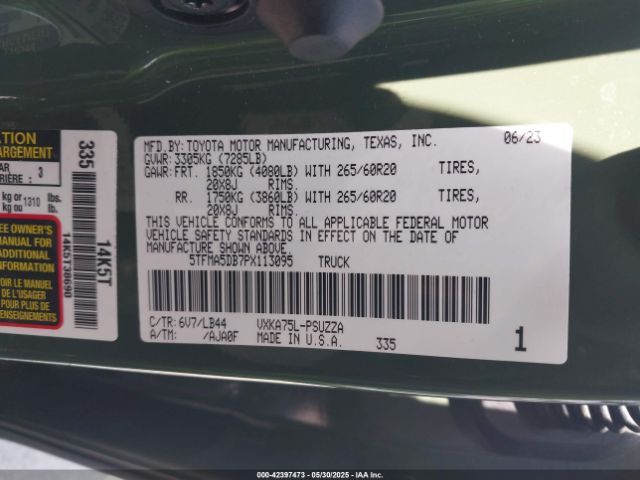 2023 TOYOTA TUNDRA 5TFMA5DB7PX113095 Photo 8
