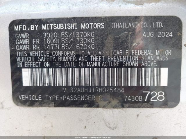 2024 MITSUBISHI MIRAGE ML32AUHJ1RH025484 Photo 8
