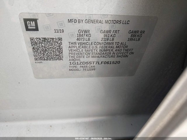 1G1ZD5ST7LF061520 Chevrolet lfv - direct injection, variable valve timing, gen 1