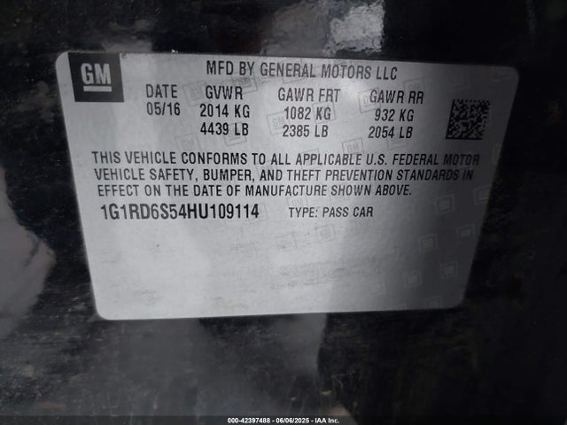 1G1RD6S54HU109114 Chevrolet l3a - di: direct injectio, vvt: variable valve timing, hybrid, gen 1