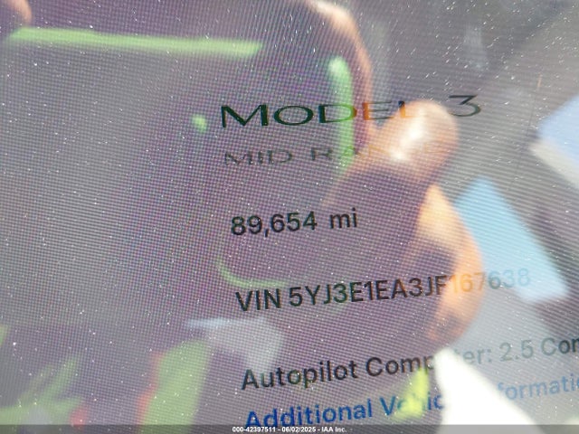 5YJ3E1EA3JF167638 Tesla MODEL 3