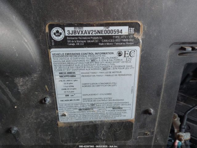 2022 CAN-AM MAVERICK X3 3JBVXAV25NE000594 Photo 9