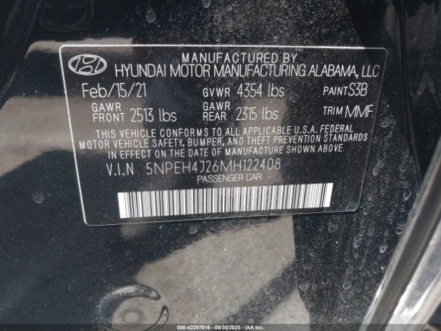 2021 HYUNDAI SONATA 5NPEH4J26MH122408 Photo 8