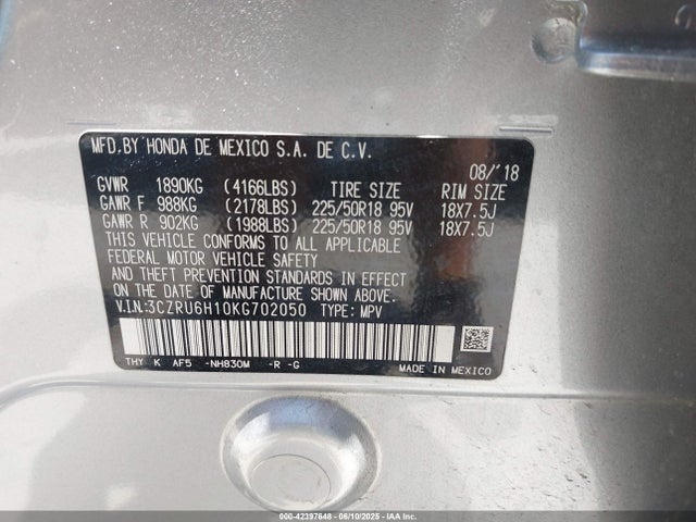 3CZRU6H10KG702050 Honda r18z9