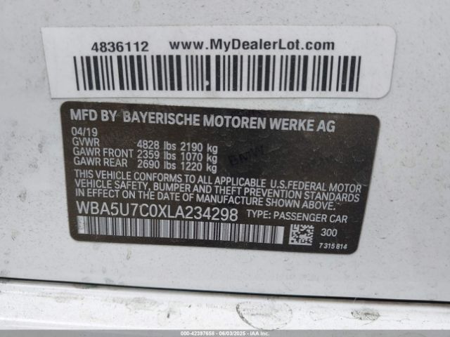 2020 BMW 3 SERIES WBA5U7C0XLA234298 Photo 8