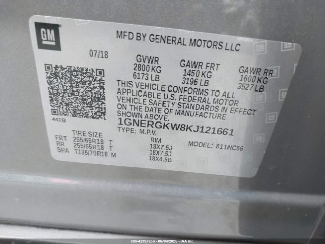 1GNERGKW8KJ121661 Chevrolet lfy - spark ignited direct injection, atss, gen 1