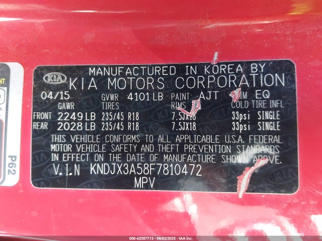 KNDJX3A58F7810472 KIA dohc gdi nu