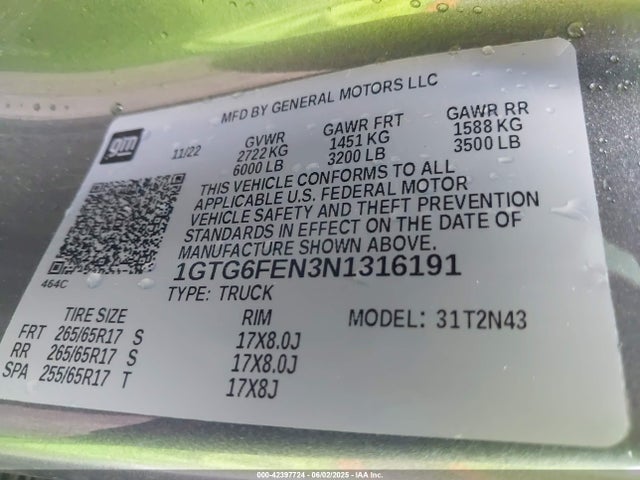 1GTG6FEN3N1316191 GMC lgz