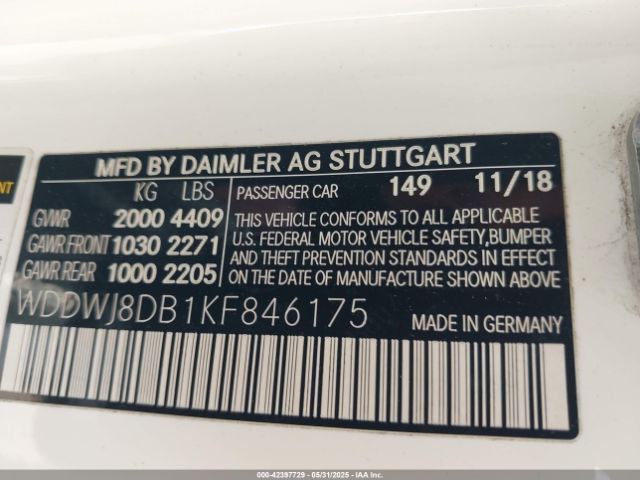 2019 MERCEDES-BENZ C 300 WDDWJ8DB1KF846175 Photo 8