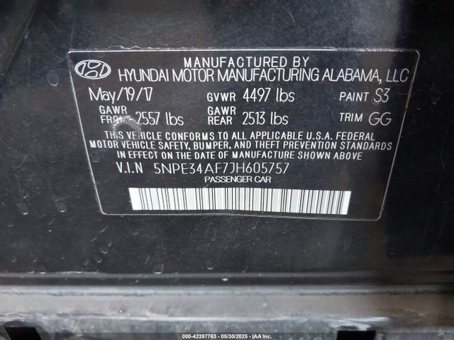 5NPE34AF7JH605757 Hyundai gdi theta-ii