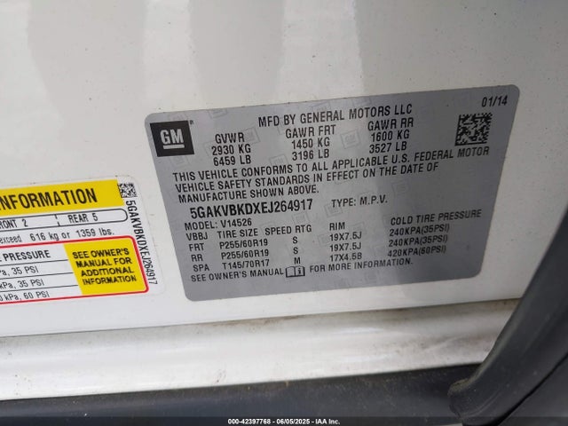 Buick llt 2014 5GAKVBKDXEJ264917 Image 9